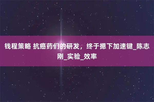 钱程策略 抗癌药们的研发，终于摁下加速键_陈志刚_实验_效率