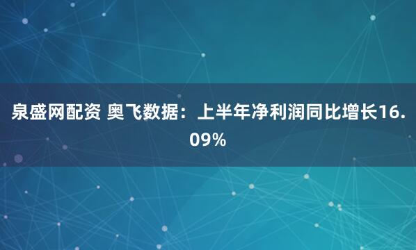 泉盛网配资 奥飞数据：上半年净利润同比增长16.09%